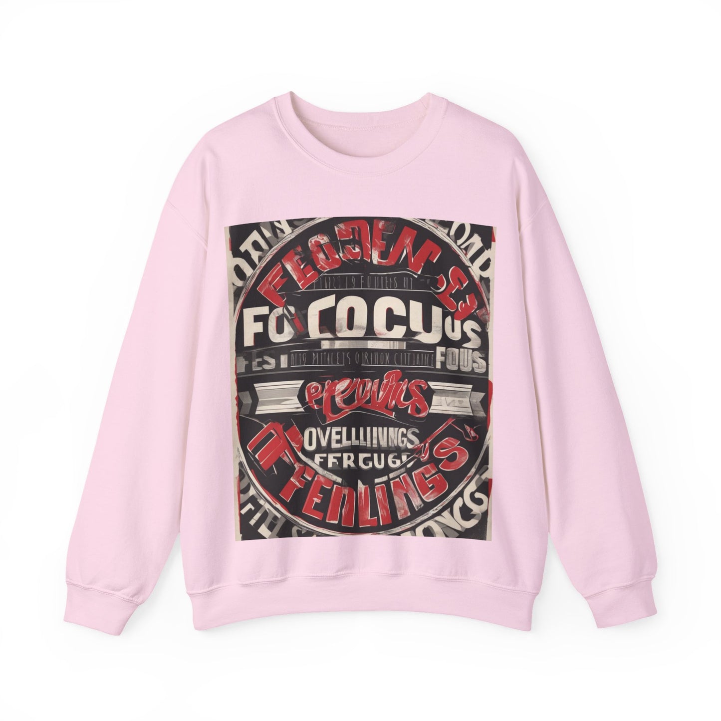 boostlete-mile-by-mile-type-focus-over-feelings-split-retro-0841 — Unisex Heavy Blend Crewneck (G18000)