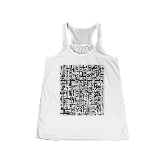 boostlete-boost-mode-pattern-plate-number-engraved-0103 — Women's Flowy Racerback Tank (B+C 8800)