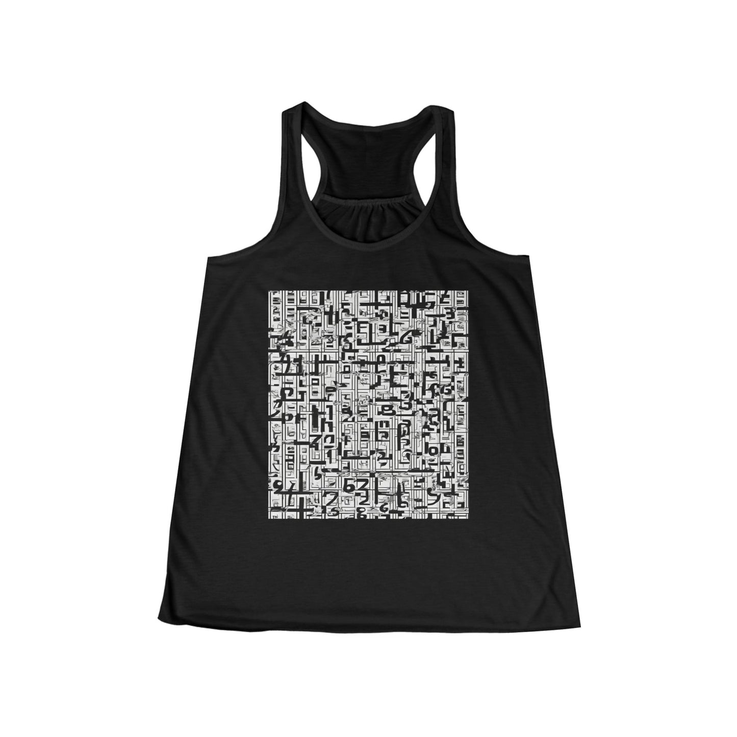 boostlete-boost-mode-pattern-plate-number-engraved-0103 — Women's Flowy Racerback Tank (B+C 8800)