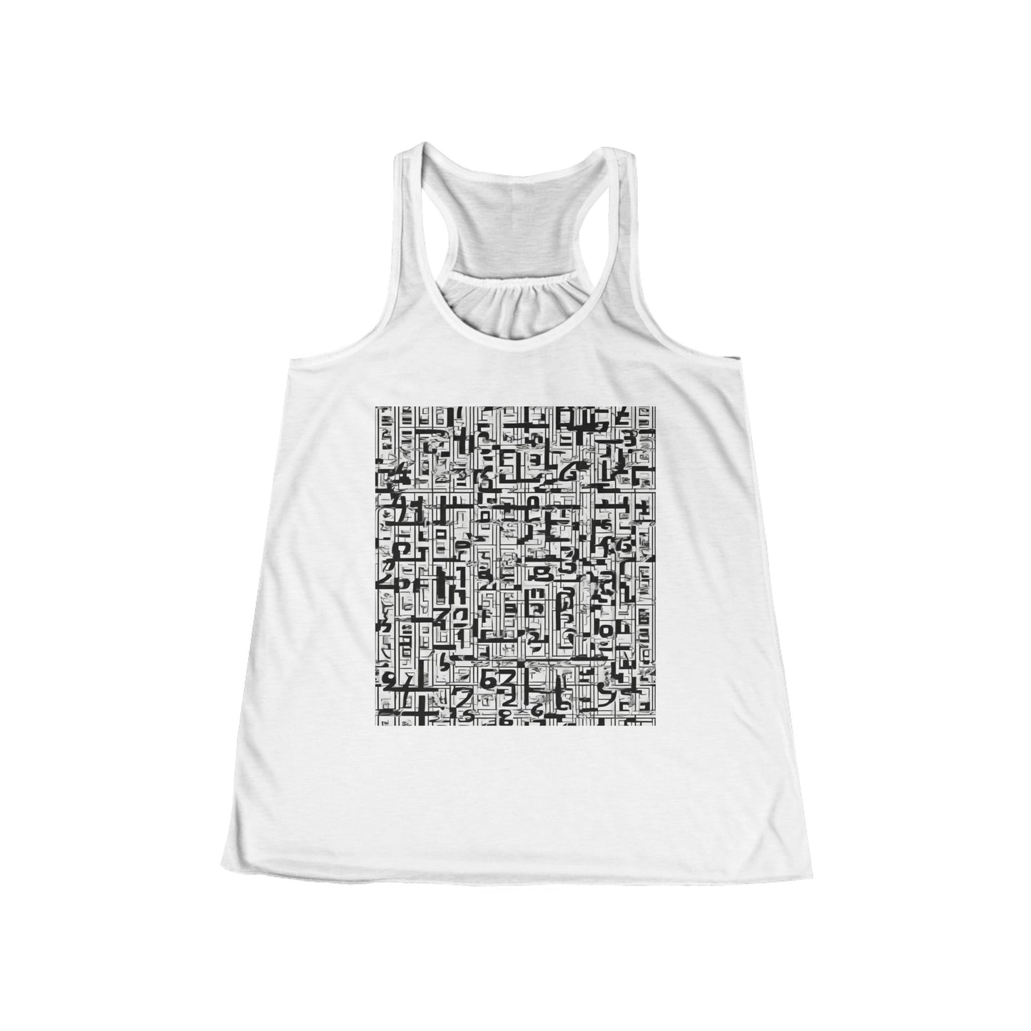 boostlete-boost-mode-pattern-plate-number-engraved-0103 — Women's Flowy Racerback Tank (B+C 8800)