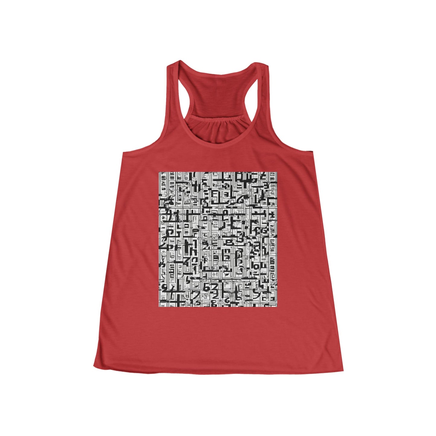 boostlete-boost-mode-pattern-plate-number-engraved-0103 — Women's Flowy Racerback Tank (B+C 8800)