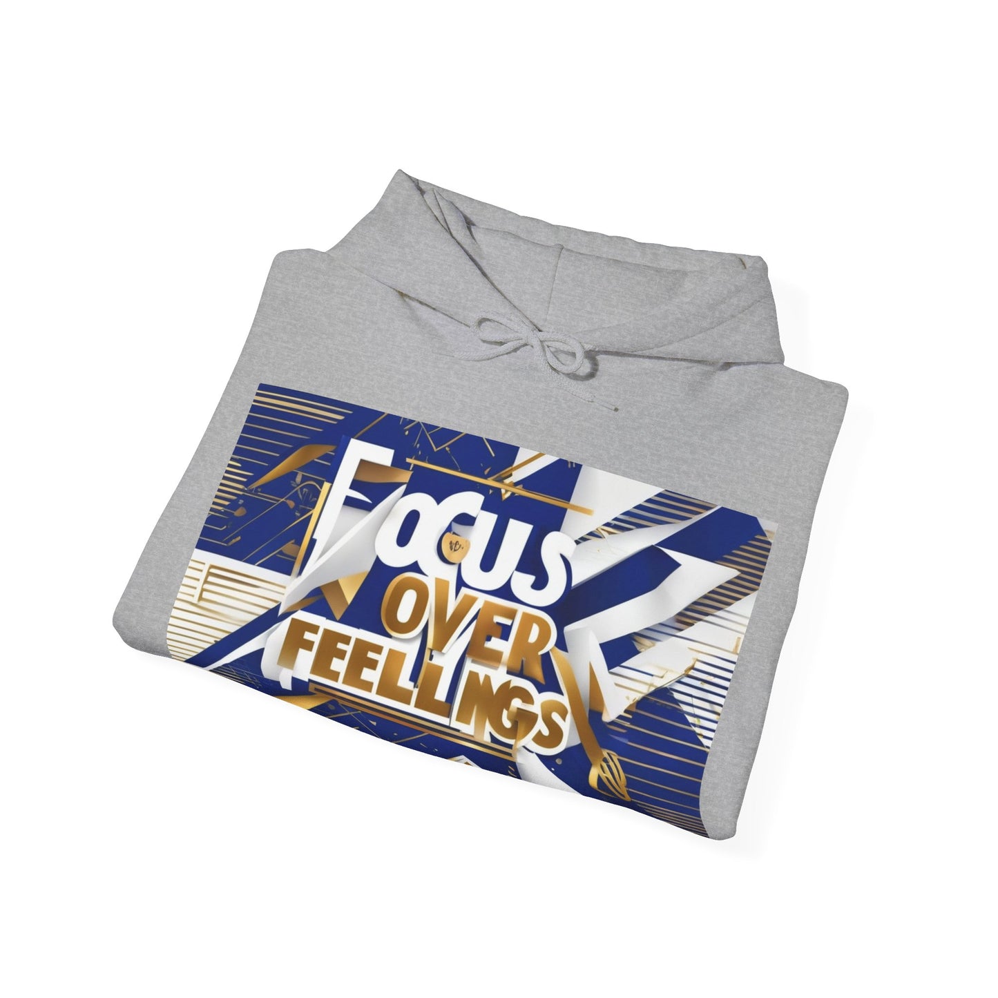 boostlete-am-crew-type-focus-over-feelings-banner-geometric-0169 — Unisex Heavy Blend Hooded Sweatshirt (Gildan)
