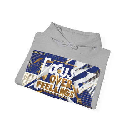boostlete-am-crew-type-focus-over-feelings-banner-geometric-0169 — Unisex Heavy Blend Hooded Sweatshirt (Gildan)
