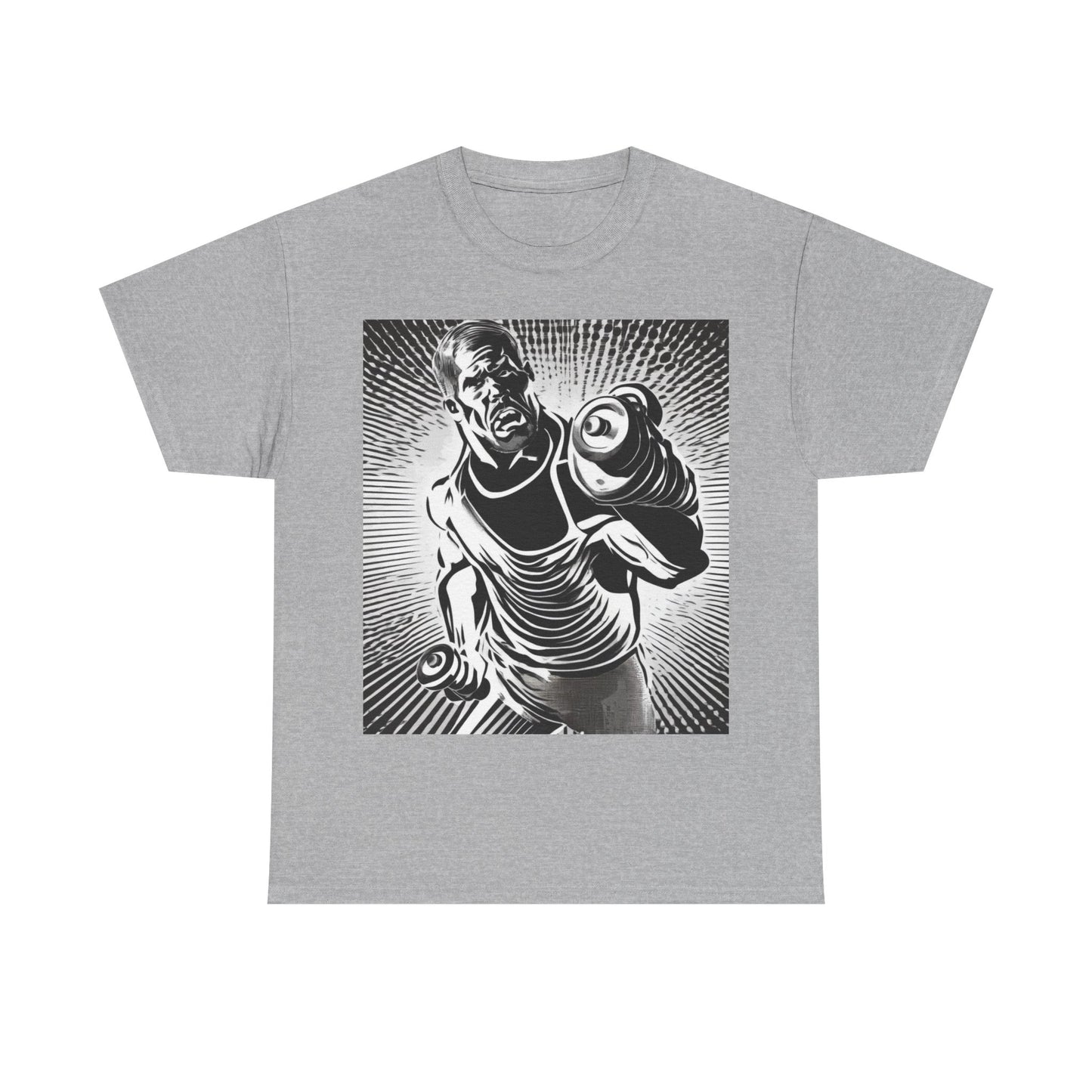 boostlete-pr-season-scene-lunge-halftone-engraved-0096 — Unisex Heavy Cotton Tee (Gildan 5000)