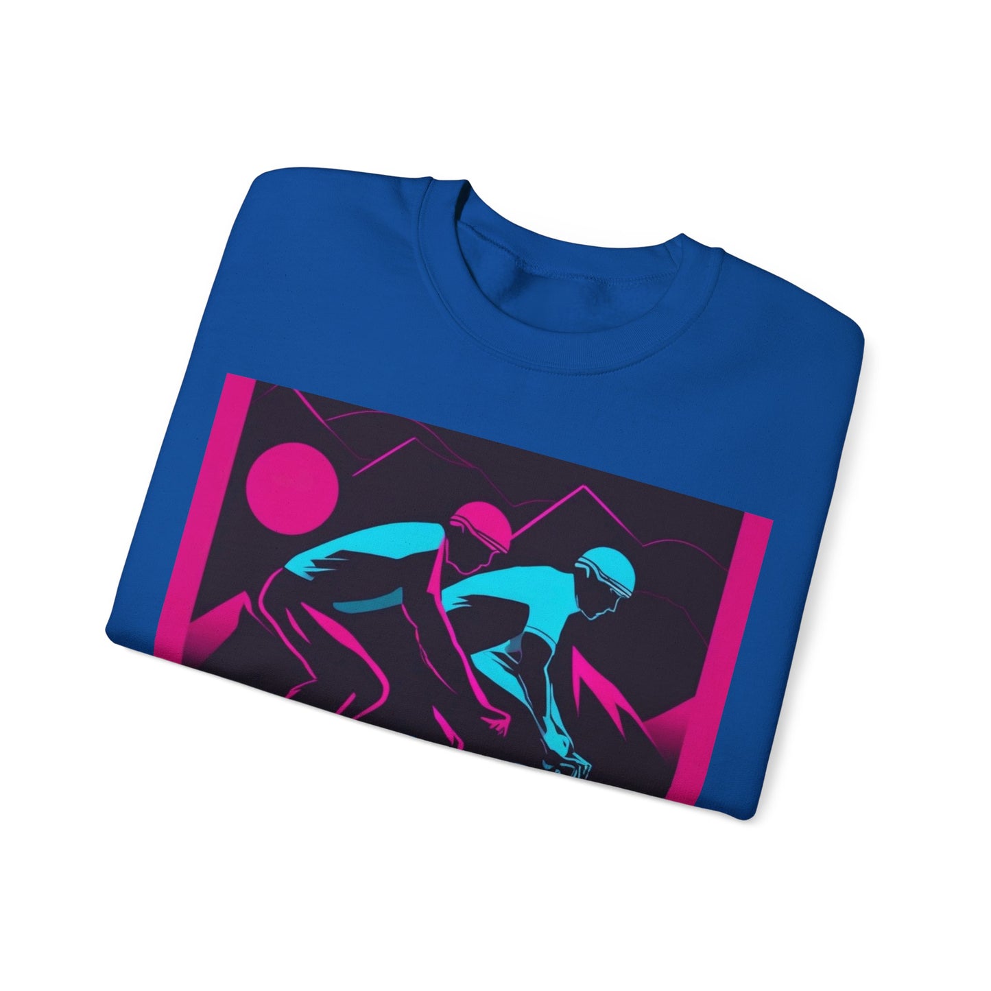 boostlete-rise-grind-scene-cyclist-outline-vector-0868 — Unisex Heavy Blend Crewneck (G18000)