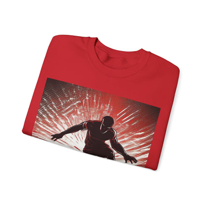 boostlete-recovery-progress-scene-hurdler-halftone-engraved-0212 — Unisex Heavy Blend Crewneck Sweatshirt (Gildan)