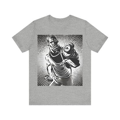 boostlete-pr-season-scene-lunge-halftone-engraved-0096 — Unisex Jersey Short Sleeve (B+C 3001)