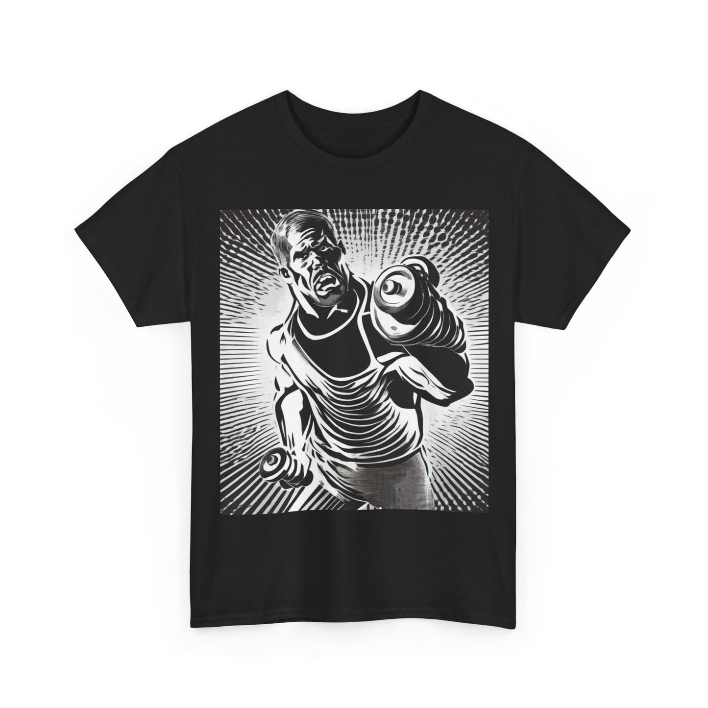 boostlete-pr-season-scene-lunge-halftone-engraved-0096 — Unisex Heavy Cotton Tee (Gildan 5000)
