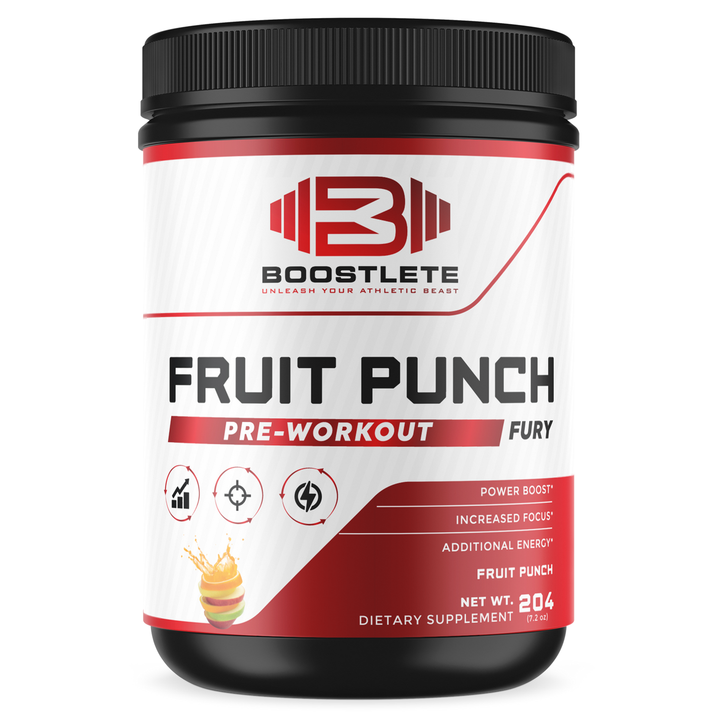 Boostlete Pre-Workout Fury – Fruit Punch Flavor | Energy, Focus, and Performance Support | 30 Servings