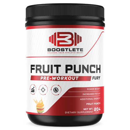Boostlete Pre-Workout Fury – Fruit Punch Flavor | Energy, Focus, and Performance Support | 30 Servings