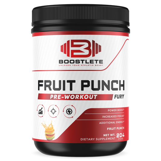 Boostlete Pre-Workout Fury – Fruit Punch Flavor | Energy, Focus, and Performance Support | 30 Servings