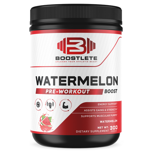 Boostlete Watermelon Pre-Workout Supplement – Energy, Strength, and Muscle Pump Support – 300g (10.58 oz) Powder – 30 Servings