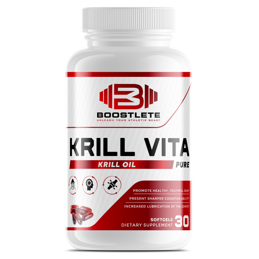 Boostlete Krill Vita – Pure Krill Oil 500mg Softgels – Omega-3s EPA & DHA, Astaxanthin, Brain & Joint Support – 30 Capsules