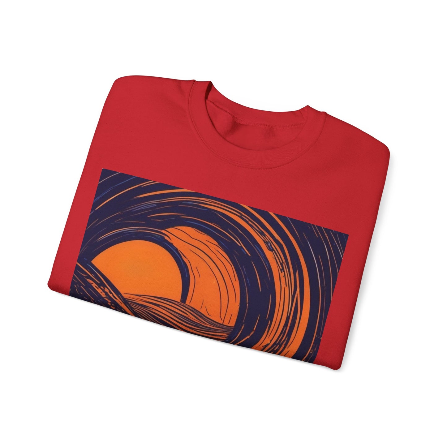 boostlete-rise-grind-icon-sunrise-speed-line-art-0202 — Unisex Heavy Blend Crewneck Sweatshirt (Gildan)