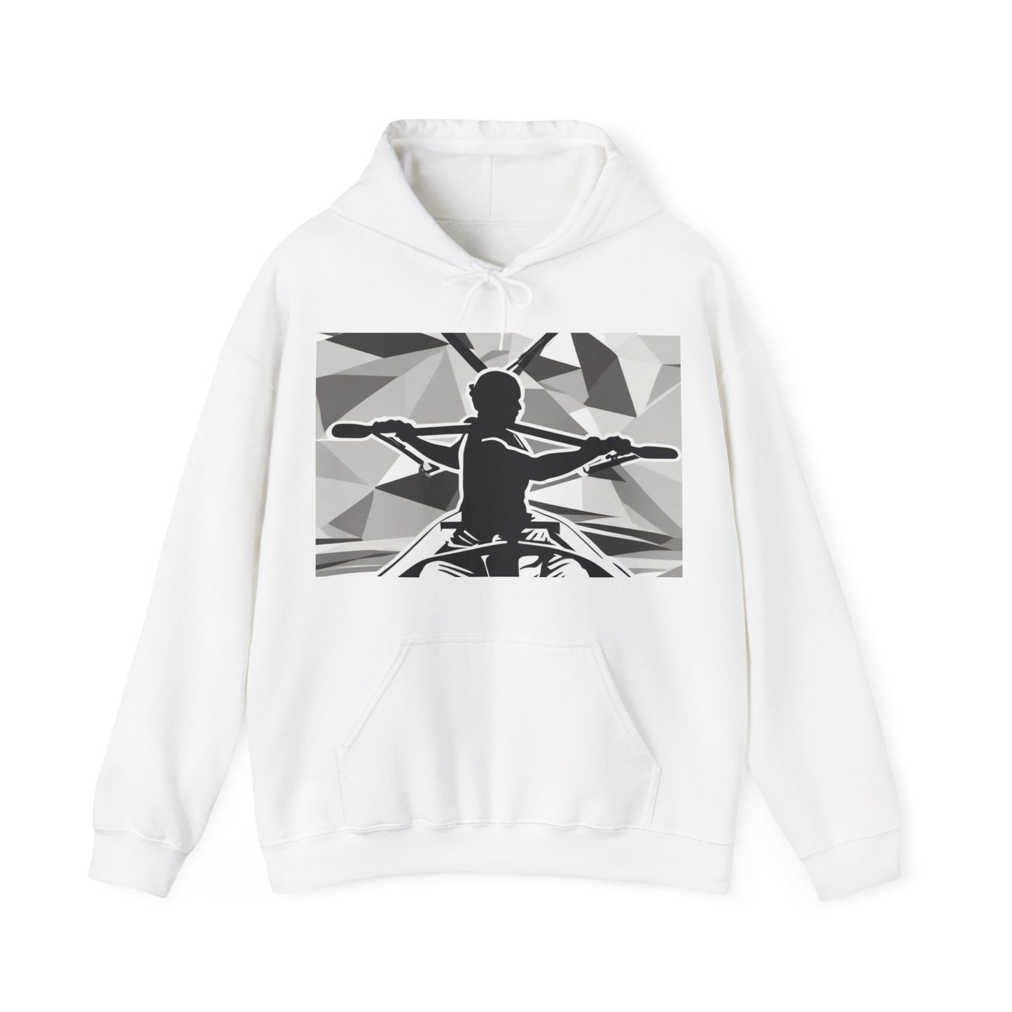 boostlete-am-crew-scene-rower-outline-geometric-0060 — Unisex Heavy Blend Hooded Sweatshirt (Gildan)