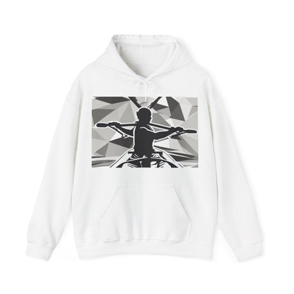 boostlete-am-crew-scene-rower-outline-geometric-0060 — Unisex Heavy Blend Hooded Sweatshirt (Gildan)