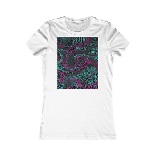 boostlete-am-crew-pattern-topographic-monoline-0075 — Women's Favorite Tee (B+C 6004)