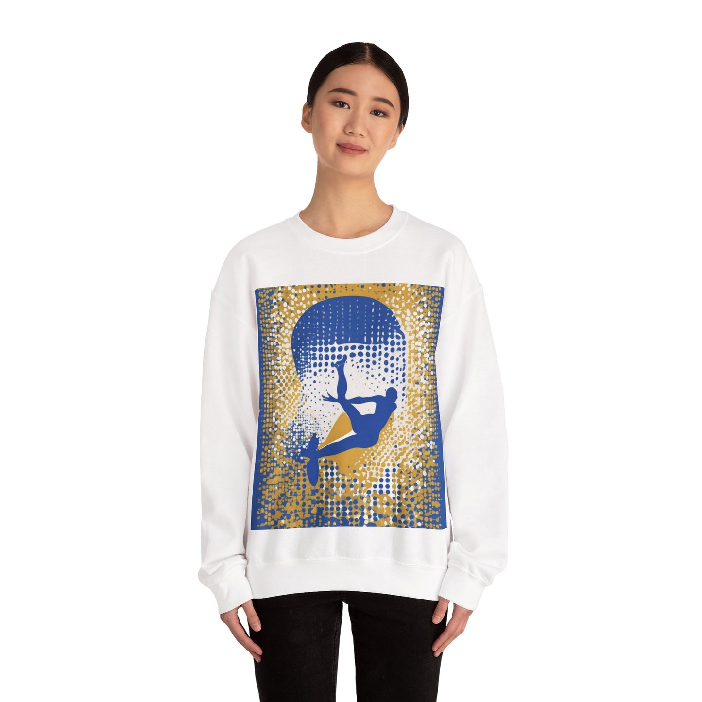boostlete-field-day-icon-swimmer-halftone-paper-0246 — Unisex Heavy Blend Crewneck Sweatshirt (Gildan)