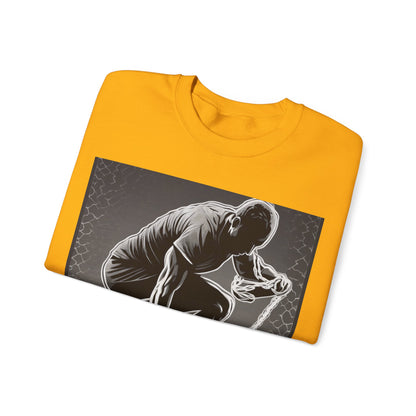 boostlete-recovery-progress-scene-runner-halftone-engraved-0068 — Unisex Heavy Blend Crewneck Sweatshirt (Gildan)