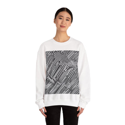 boostlete-mile-by-mile-pattern-barcode-monoline-0059 — Unisex Heavy Blend Crewneck Sweatshirt (Gildan)