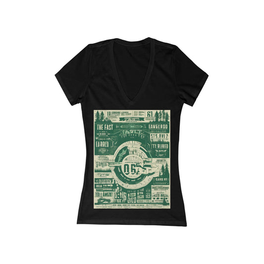 boostlete-mile-by-mile-type-fast-is-earned-big-blueprint-0041 — Women's Deep V-Neck Tee (B+C 6035)