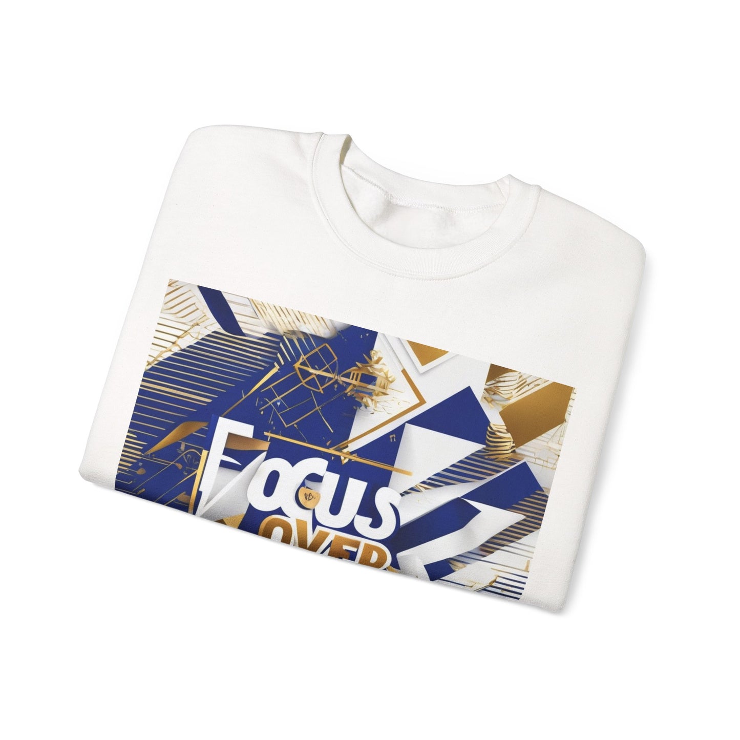 boostlete-am-crew-type-focus-over-feelings-banner-geometric-0169 — Unisex Heavy Blend Crewneck Sweatshirt (Gildan)