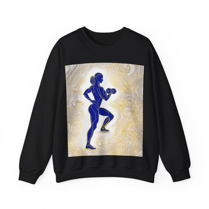 boostlete-iron-intent-scene-lunge-neon-line-art-0392 — Unisex Heavy Blend Crewneck (G18000)