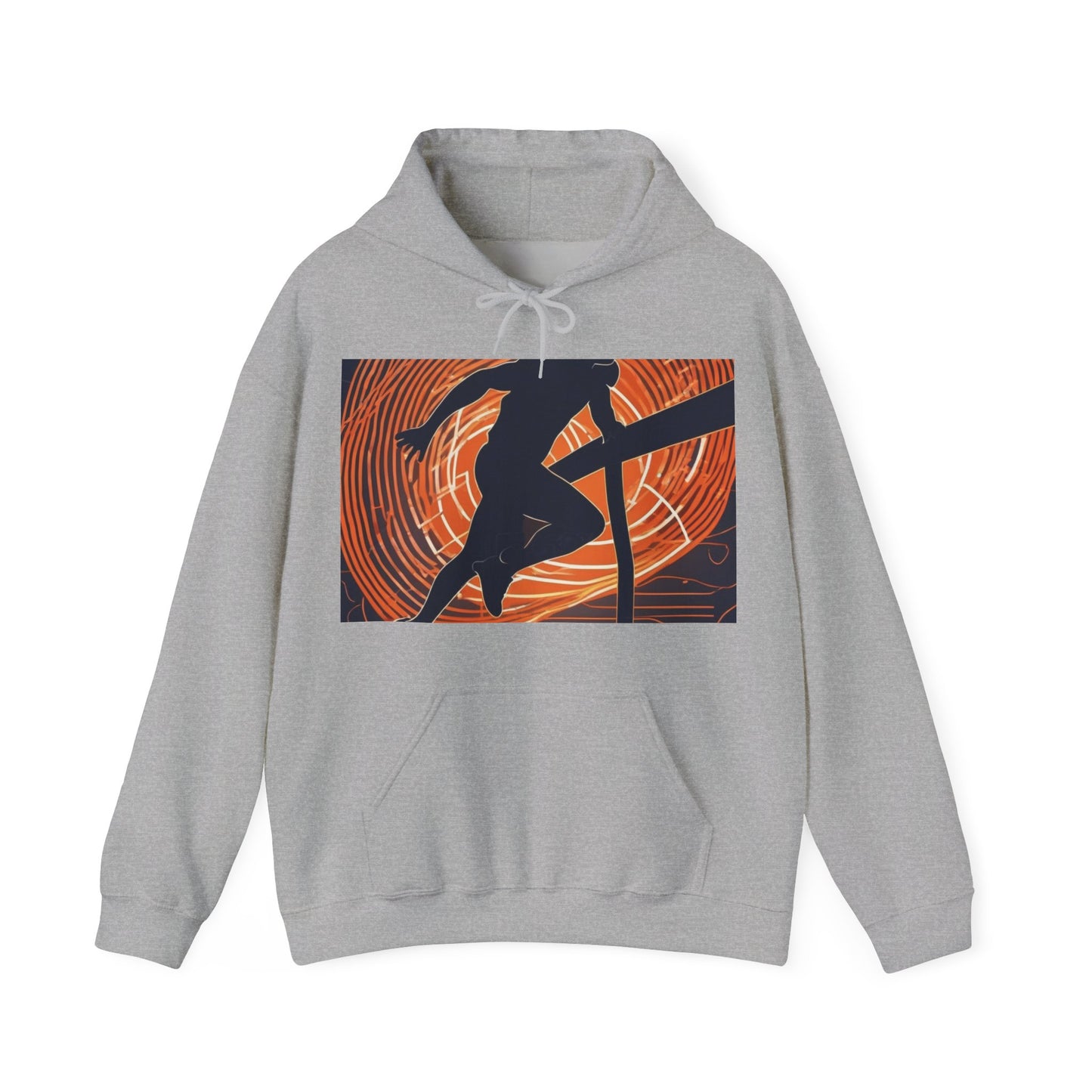 boostlete-iron-intent-scene-hurdler-neon-modern-0264 — Unisex Heavy Blend Hooded Sweatshirt (Gildan)