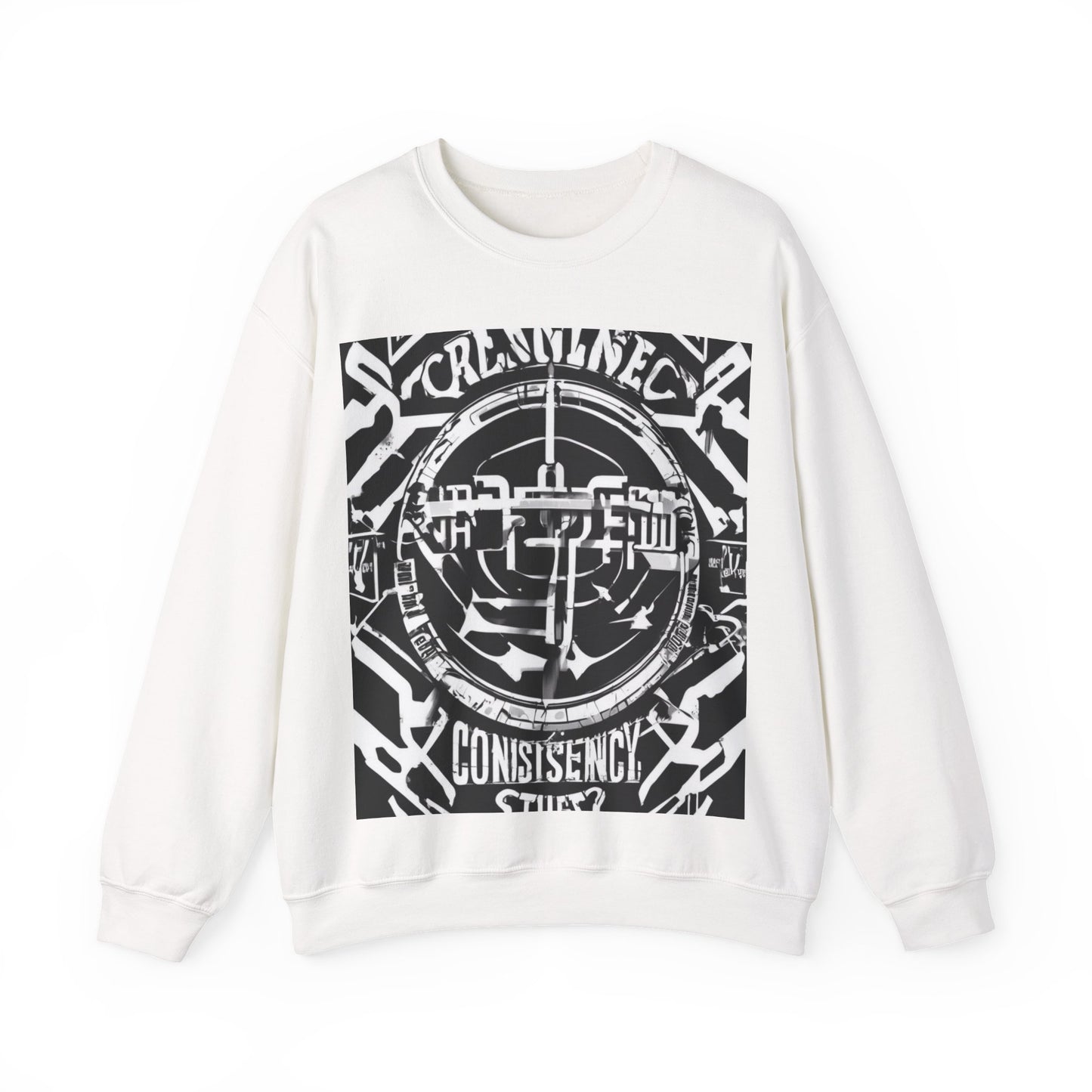 boostlete-am-crew-type-consistency-is-the-flex-centered-industrial-0137 — Unisex Heavy Blend Crewneck Sweatshirt (Gildan)