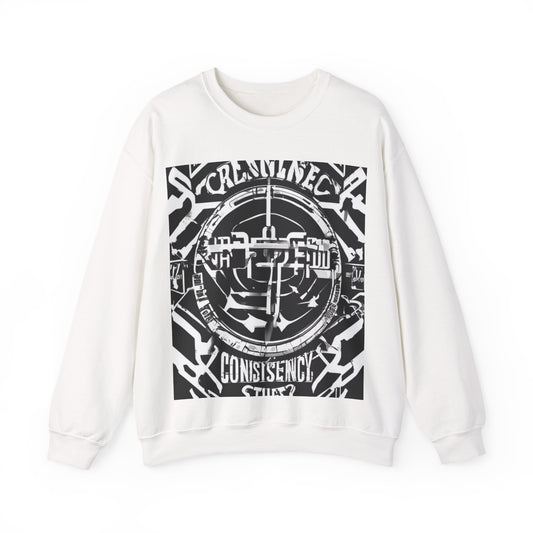 boostlete-am-crew-type-consistency-is-the-flex-centered-industrial-0137 — Unisex Heavy Blend Crewneck Sweatshirt (Gildan)