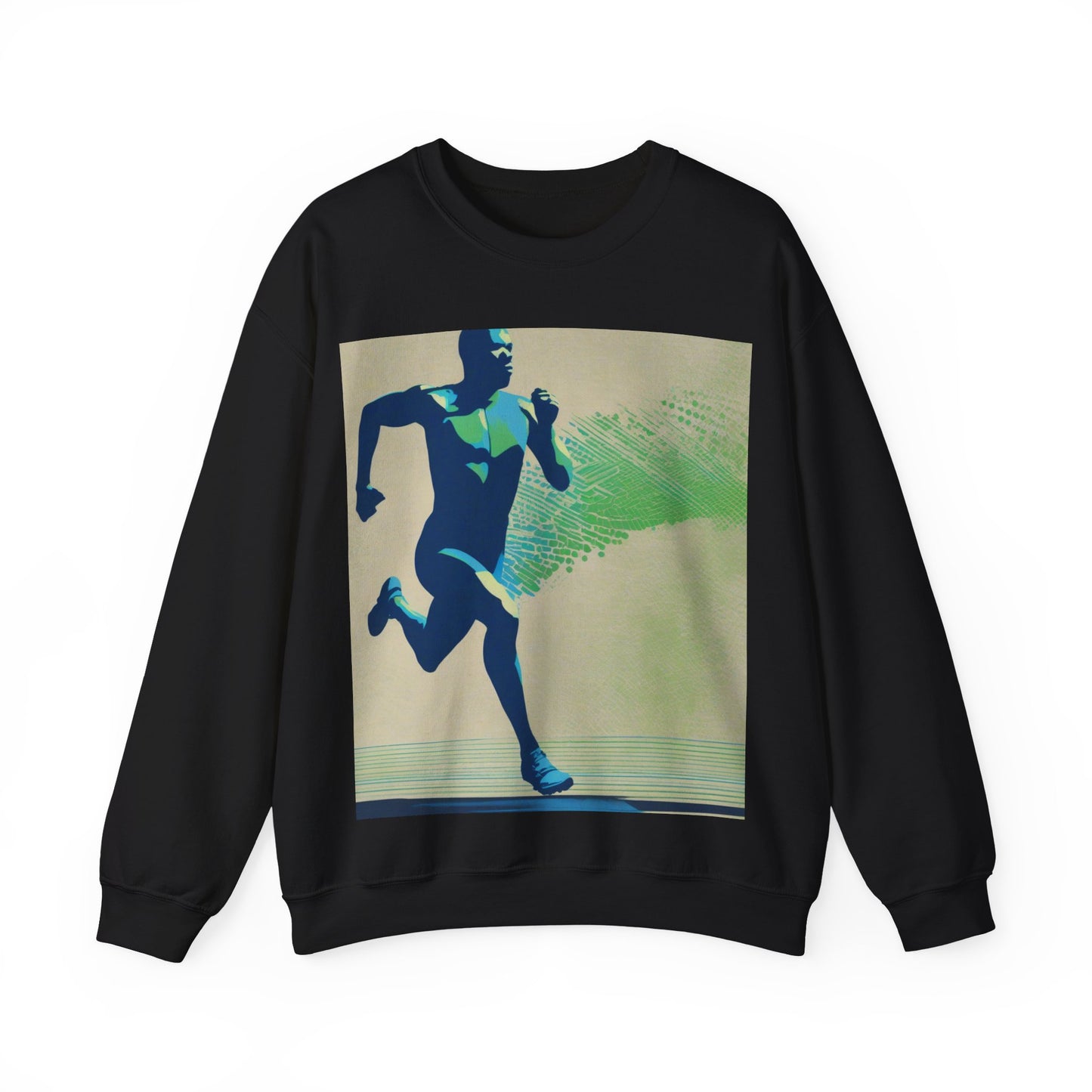 boostlete-am-crew-scene-sprinter-halftone-engraved-0092 — Unisex Heavy Blend Crewneck Sweatshirt (Gildan)