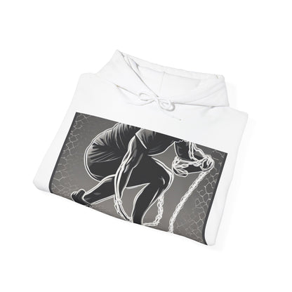 boostlete-recovery-progress-scene-runner-halftone-engraved-0068 — Unisex Heavy Blend Hooded Sweatshirt (Gildan)