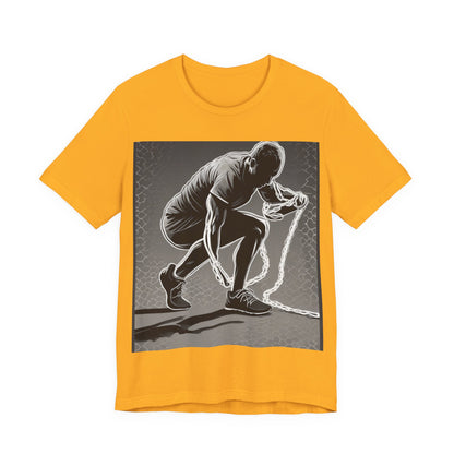 boostlete-recovery-progress-scene-runner-halftone-engraved-0068 — Unisex Jersey Short Sleeve (B+C 3001)