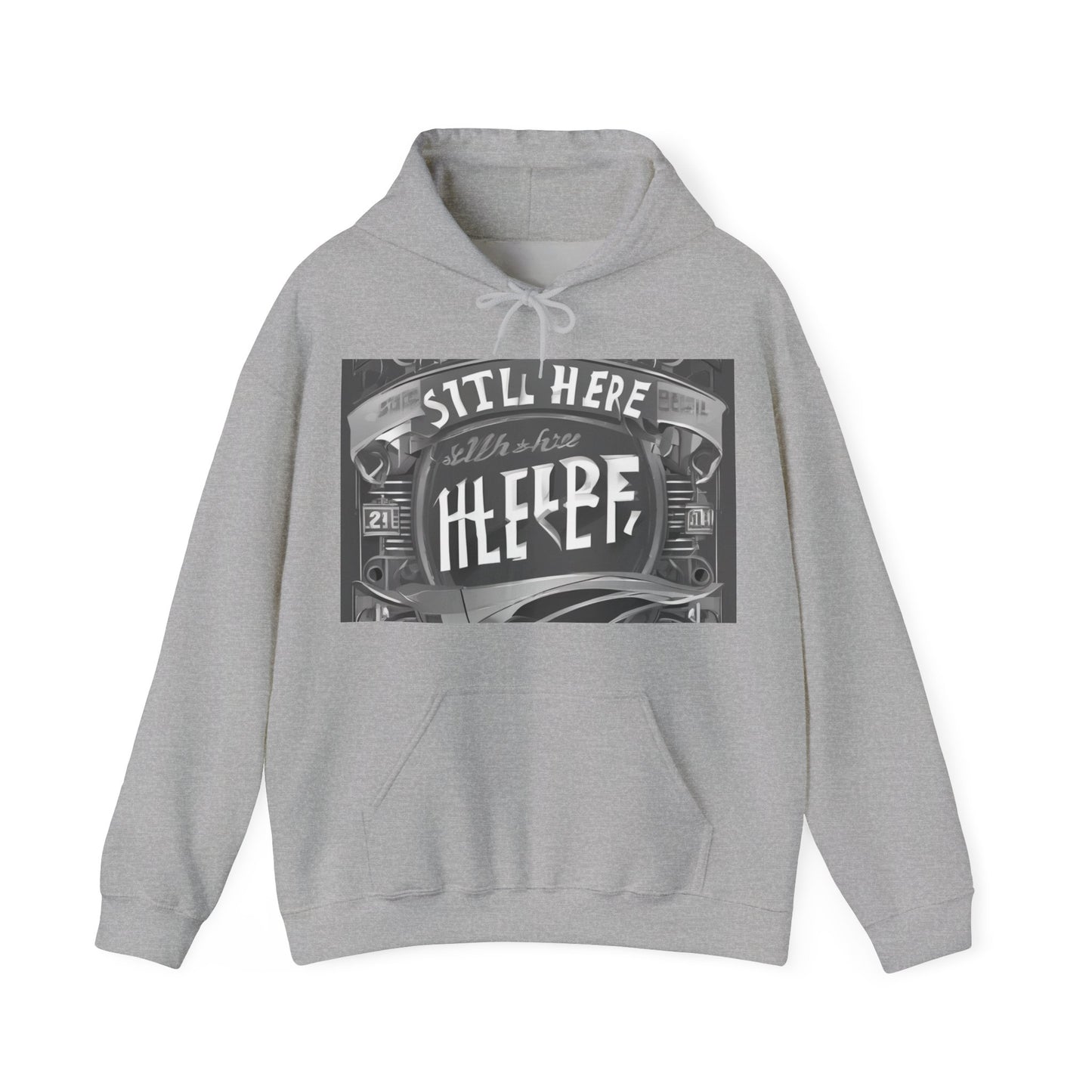 boostlete-recovery-progress-type-still-here-banner-paper-0201 — Unisex Heavy Blend Hooded Sweatshirt (Gildan)