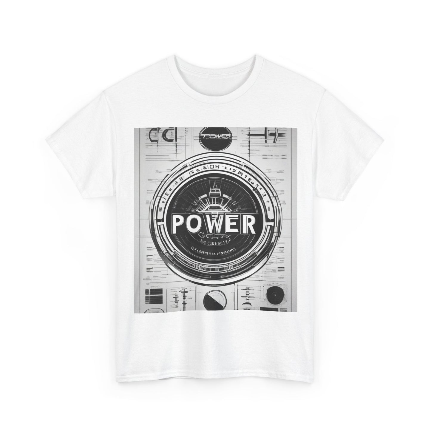boostlete-boost-mode-type-power-in-quiet-badge-blueprint-0245 — Unisex Heavy Cotton Tee (Gildan 5000)