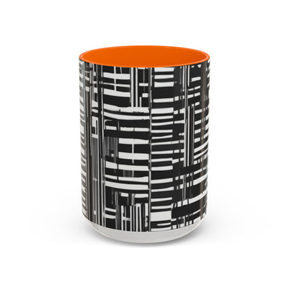 boostlete-iron-intent-pattern-barcode-line-art-0599 — Accent Mug 11/15oz