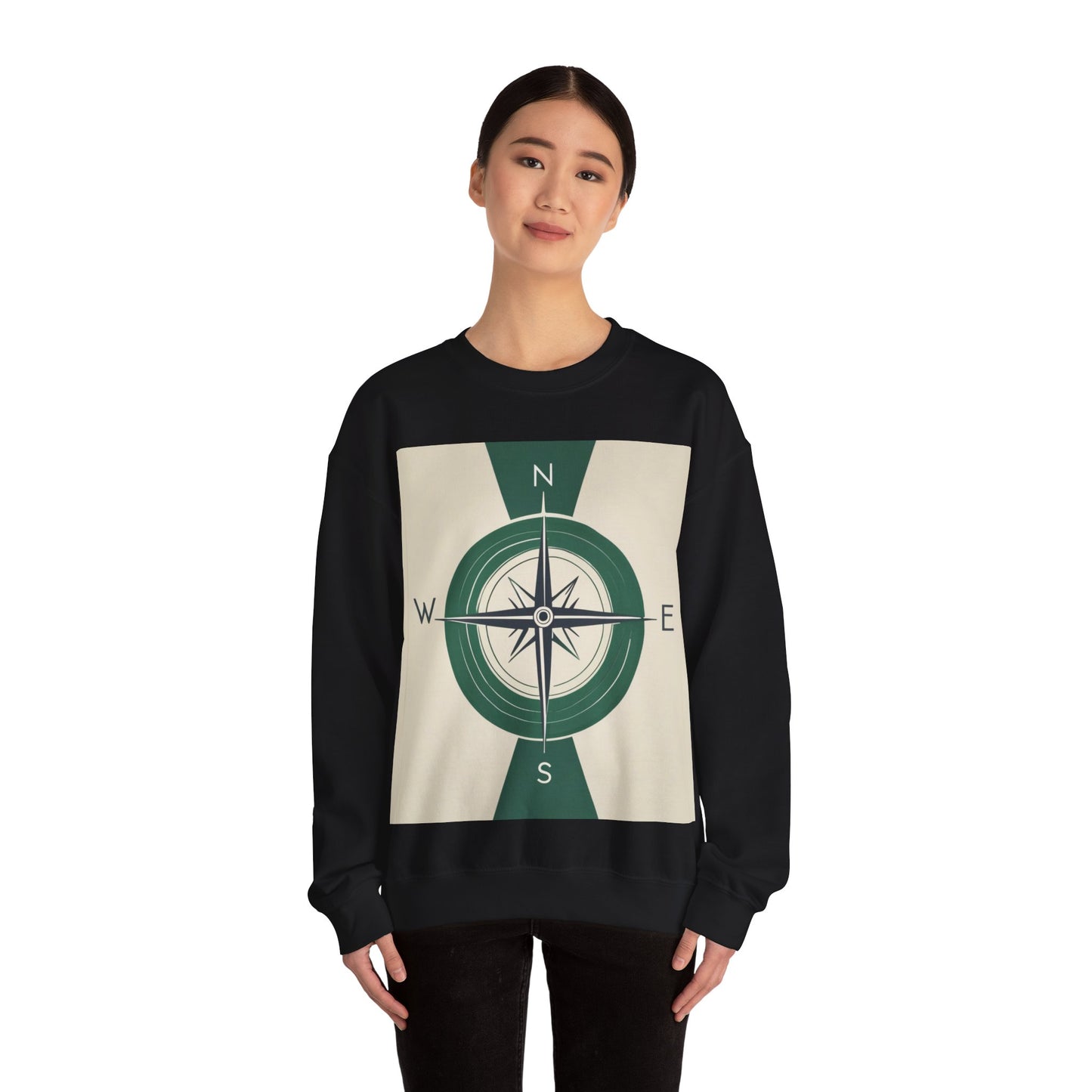 boostlete-iron-intent-icon-compass-soft-blueprint-0614 — Unisex Heavy Blend Crewneck (G18000)
