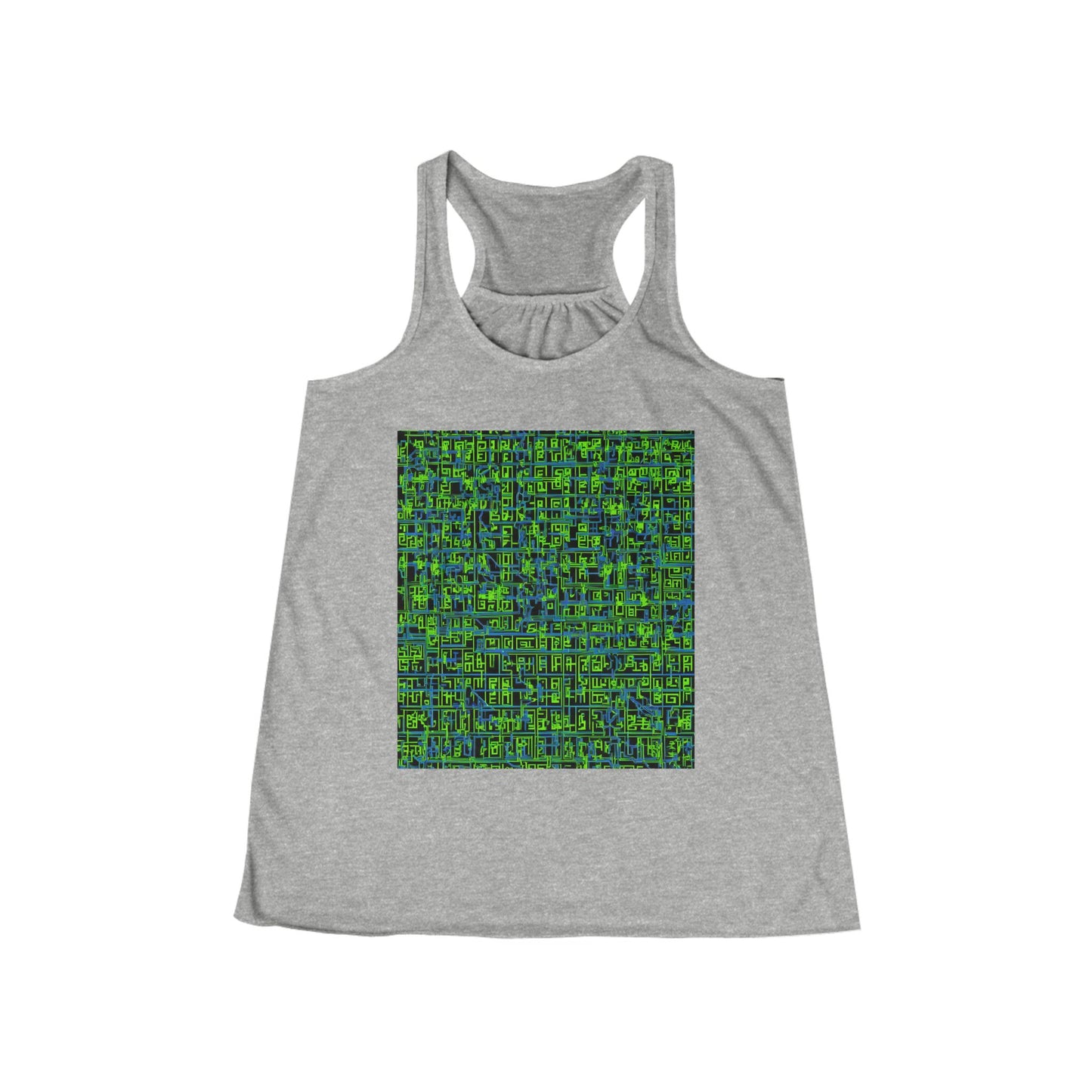 boostlete-mile-by-mile-pattern-plate-number-blueprint-0147 — Women's Flowy Racerback Tank (B+C 8800)