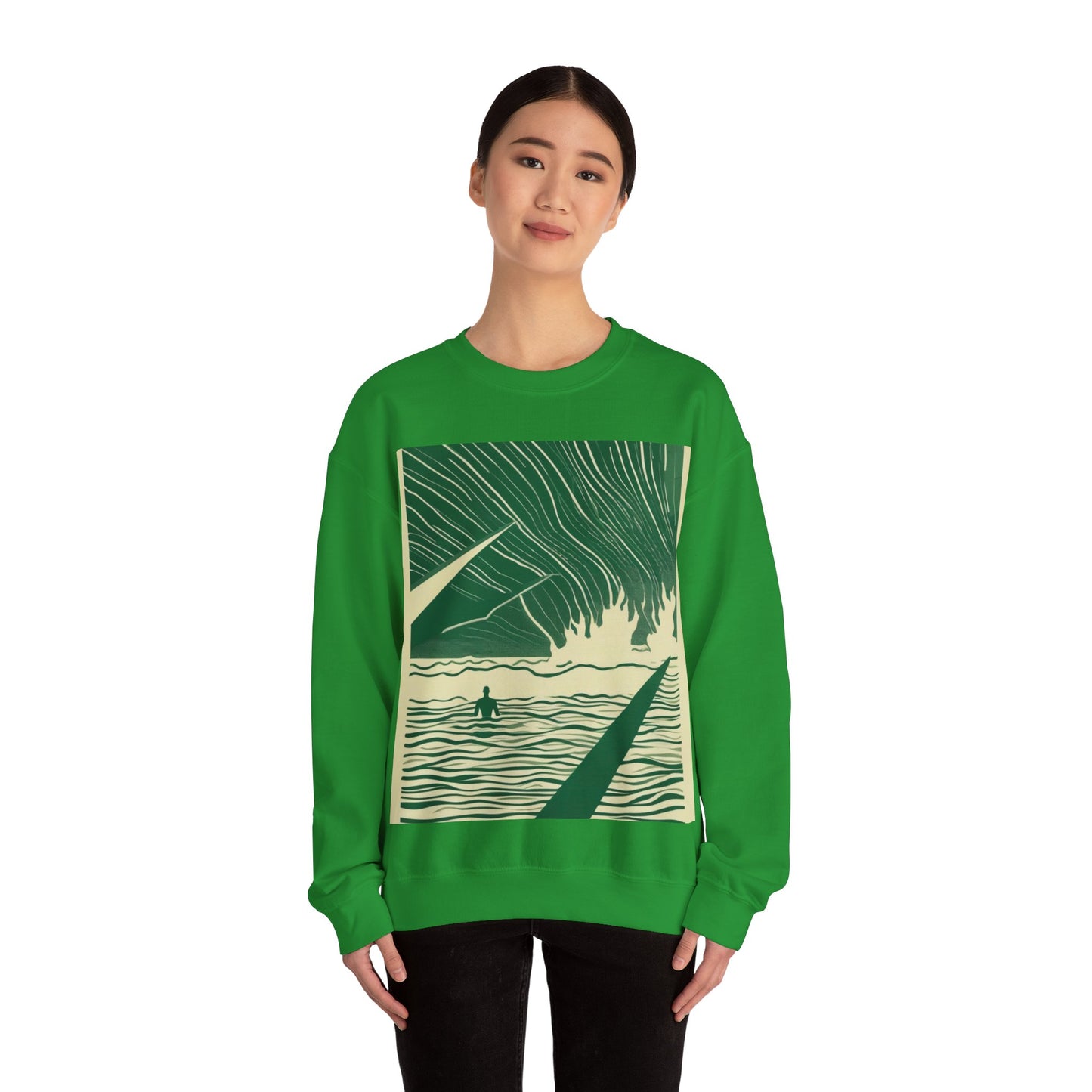 boostlete-mile-by-mile-icon-swimmer-motion-isometric-0078 — Unisex Heavy Blend Crewneck Sweatshirt (Gildan)
