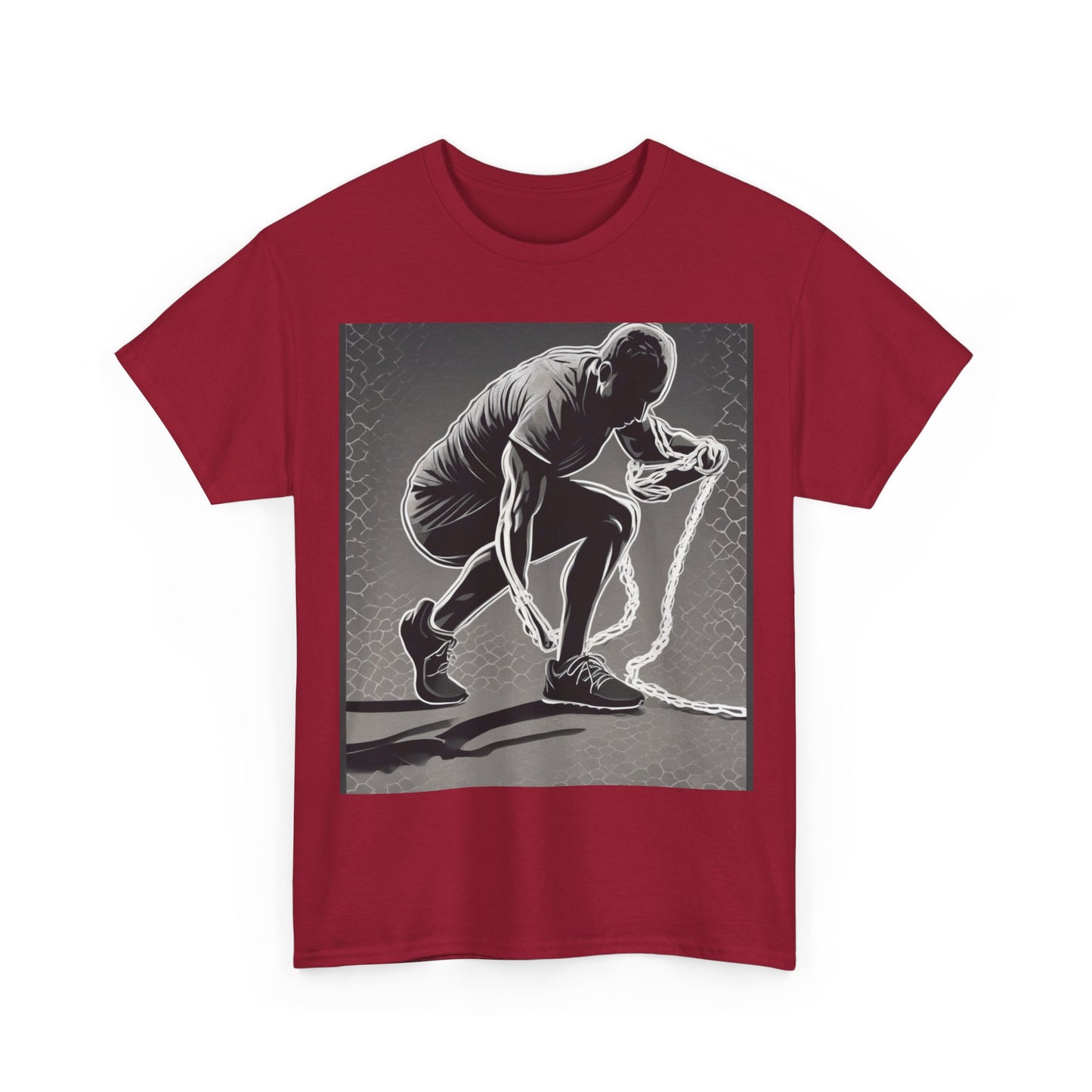 boostlete-recovery-progress-scene-runner-halftone-engraved-0068 — Unisex Heavy Cotton Tee (Gildan 5000)