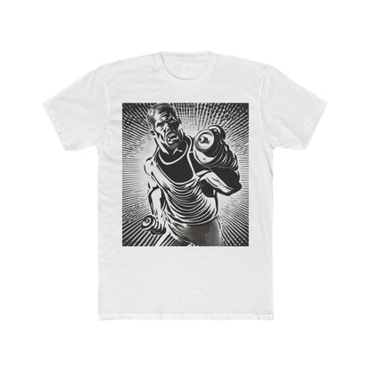 boostlete-pr-season-scene-lunge-halftone-engraved-0096 — Unisex Cotton Crew Tee (NL 3600)