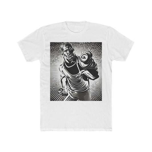 boostlete-pr-season-scene-lunge-halftone-engraved-0096 — Unisex Cotton Crew Tee (NL 3600)