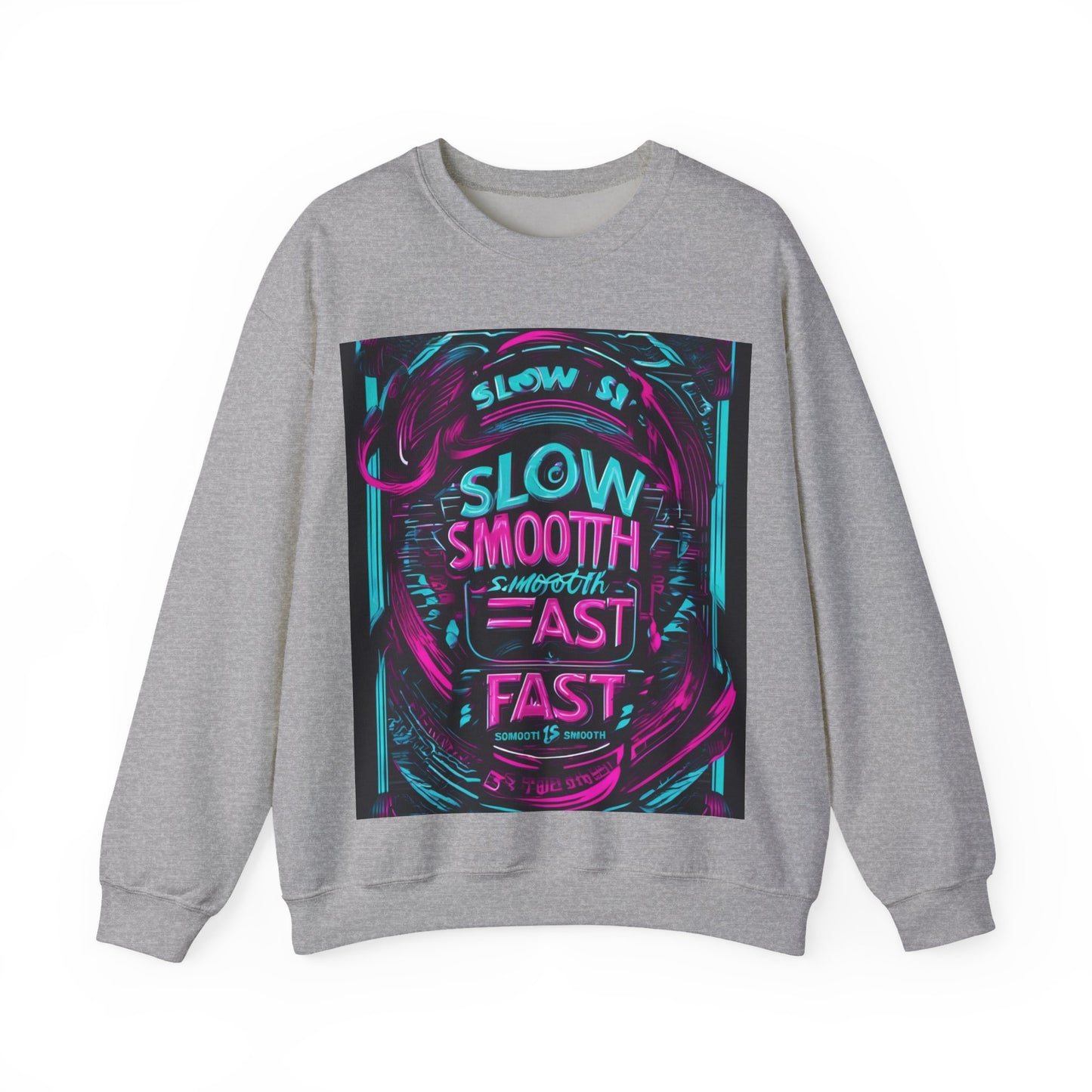 boostlete-recovery-progress-type-slow-is-smooth-smooth-is-fast-banner-engraved-0181 — Unisex Heavy Blend Crewneck Sweatshirt (Gildan)