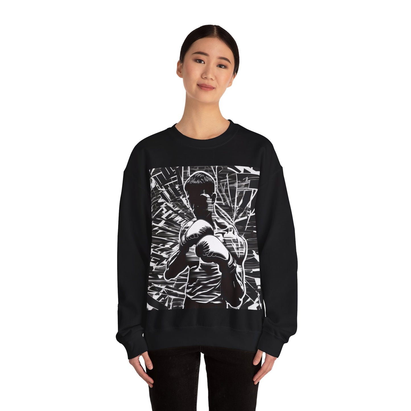 boostlete-boost-mode-scene-boxer-glitch-paper-0084 — Unisex Heavy Blend Crewneck Sweatshirt (Gildan)