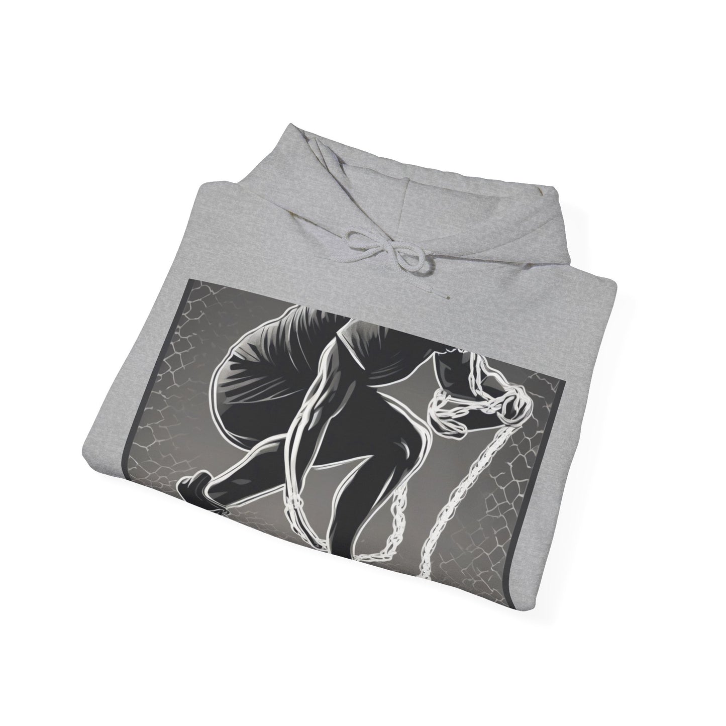 boostlete-recovery-progress-scene-runner-halftone-engraved-0068 — Unisex Heavy Blend Hooded Sweatshirt (Gildan)