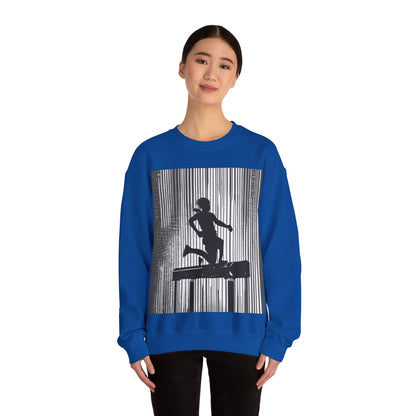 boostlete-am-crew-scene-hurdler-halftone-badge-0956 — Unisex Heavy Blend Crewneck (G18000)