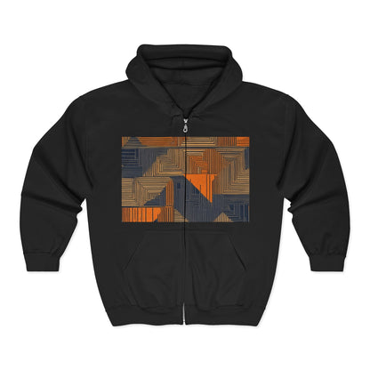 boostlete-field-day-pattern-stair-steps-geometric-0055 — Unisex Heavy Blend Full-Zip Hooded Sweatshirt