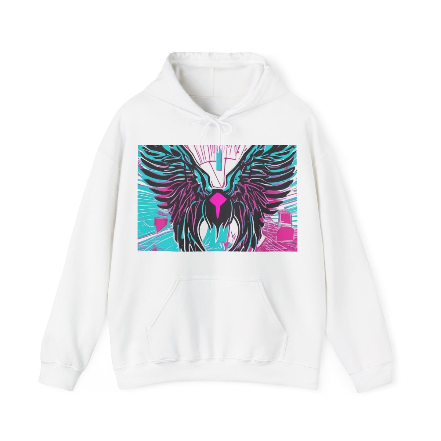 boostlete-am-crew-icon-wings-outline-line-art-0282 — Unisex Heavy Blend Hooded Sweatshirt (Gildan)