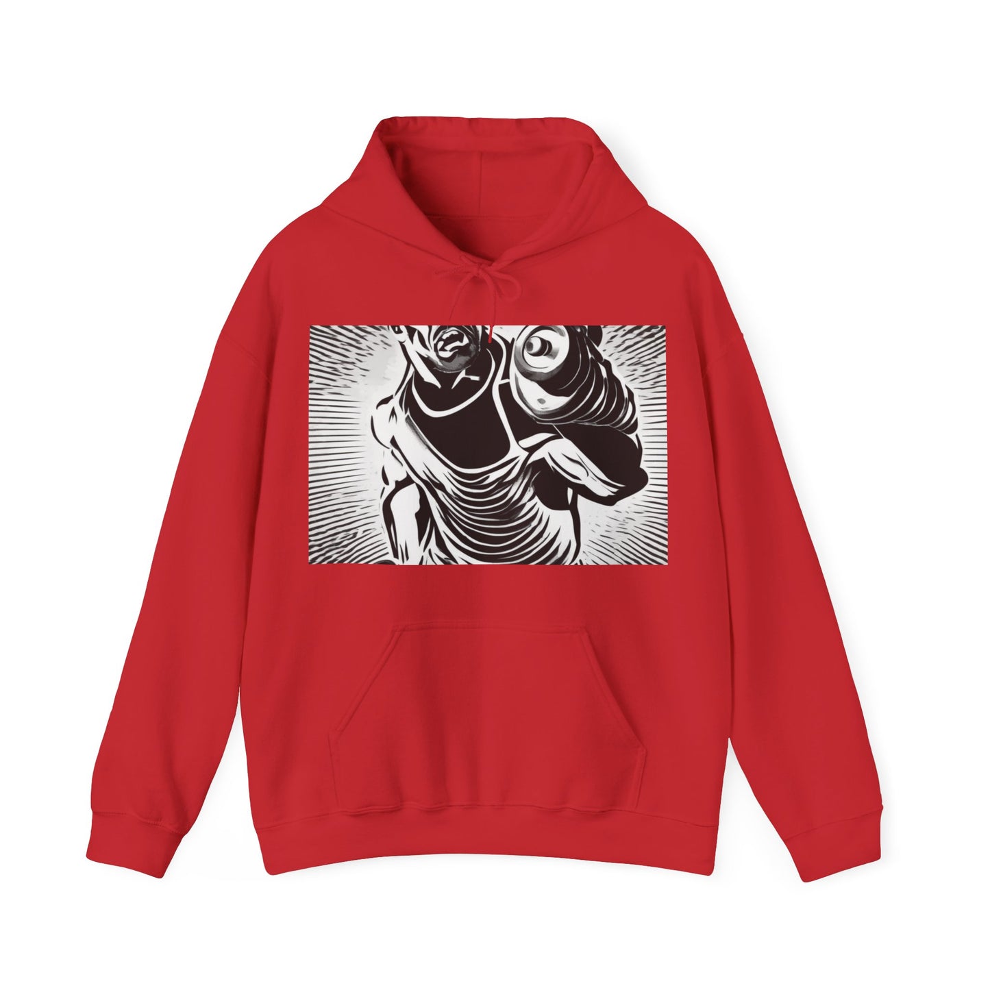 boostlete-pr-season-scene-lunge-halftone-engraved-0096 — Unisex Heavy Blend Hooded Sweatshirt (Gildan)