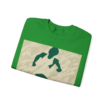 boostlete-am-crew-icon-runner-grainy-blueprint-0134 — Unisex Heavy Blend Crewneck Sweatshirt (Gildan)